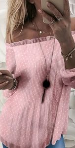 Off the Shoulders Mesh Casual Shirt Pink